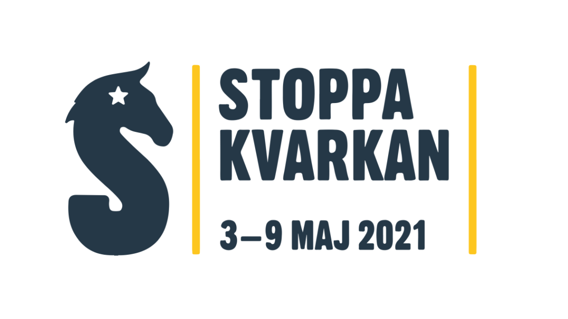 Logotyp med text Stoppa kvarkan 3-9 maj 2021