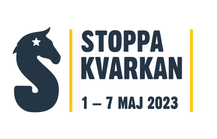 Logotyp med text Stoppa kvarkan 1-7 maj 2023